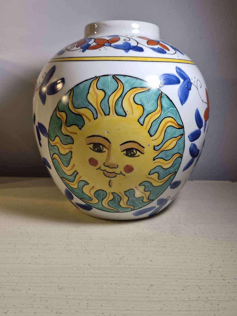 VTG Hand Painted WBI Celestrial Sunburst Vase